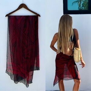 Vintage Red & Black Jaeger Scarf